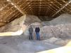 George Walker (L), assistant district engineer of maintenance of MDOT’s District 6, and Trip Martin, assistant resident maintenance engineer of Garrett County, stand in the large salt storage building at the Keyser’s Ridge Maintenance Shop. The building currently holds approximately 13,000 tons of rock salt, ready for the winter season. 