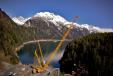 With ballast wagon — the LR 1600/2 installing a dam wall in Alaska. 
