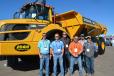 ASCO Equipment showed off its line of Volvo machines, including the A40G articulated hauler. (L-R) are Shelby Whitley, Tucker Behr, Chase Key, Nick Van Cleave, Martin Rangel and Victor Loya. 