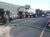 Environmental Services’ vac-truck is cleaning up following a tanker spill.