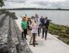 NYC DDC, DOT, elected officials and the Douglas Manor Association announced the completion of the $4.9 million project to stabilize Shore Road from West Drive to Bayview Avenue along the Little Neck Bay. (NYC Department of Design and Construction photo)