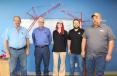 (L-R) are Jay Lusso, crane service manager; John Kolesar, service manager; Becca Urness, service writer; Riley Boehm, marketing and I.T. manager; and James Boman, shop foreman. 