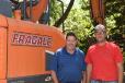 Dan Clifford (L), sales representative of Equipment East, and Carlo Fragale of Fragale Building Corporation.
(CEG photo) 