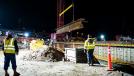 Overnight installation of two 50-ton girders.
(Photo courtesy of Blue Sky News/Pittsburgh International Airport) 