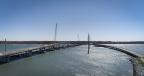 NCDOT working to replace 50-year-old bridge (R) using glass and carbon fiber reinforcement (L) in Harkers Island. (NCDOT photo) 