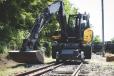 Mecalac's 216MRail is a dedicated compact railroad excavator for heavy-duty railway construction and maintenance tasks. 