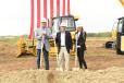 The first official shovel turn at the new Fabick Cat Green Bay site was completed by Fabick family members (L-R) John Fabick IV, president of Fabick Cat; Jeré Fabick, chairman, CEO and dealer principal; and Kelli Fabick, general manager of Fabick Rents.   