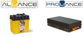 ABS' low-voltage Alliance Intelligent Battery Series battery pack (L) and high-voltage Proliance Intelligent Battery Series battery pack.