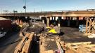 General contractors Security Paving Inc. and the Griffith Company worked tirelessly to help reopen I-10 in Los Angeles weeks ahead of schedule after the highway suffered a fire beneath an elevated section of the roadway at a 40,000-sq.-ft. storage yard. 
(Caltrans photo) 