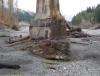 Elwha bridge piers were discovered to be built on gravel, not bedrock. Erosion has significantly damaged the piers after the river changed course and flow over the years.
(WSDOT photo) 