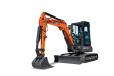 The DEVELON DX35Z-7 mini excavator is highly maneuverable and versatile for digging and lifting tasks in tight spaces.  