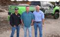 Meeting at the recycling yard to assess the Case machine fleet (L-R) are Mark Chard and Duane Lopez of Extreme Demolition & Land Clearing and Todd Kundinger of CASE Power & Equipment of Florida.   (CEG photo)