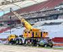 German crane rental company Gräser-Eschbach used its Grove GMK5250XL-1 all-terrain crane to help with a stadium renovation project.   (Photo courtesy of Manitowoc Cranes)