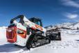 Snow pushers make light work of heavy snow removal by collecting and holding snow.    (Photo courtesy of Bobcat)