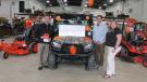 Eagle Power & Equipment made a $1,000 donation to the Chester County FoodBank during the “Orange Days” event. (L-R) are Matt McDonald, president and CEO of Eagle Power & Equipment; Drew Margerum, development associate of Chester County FoodBank; and Bridget McDonald, vice president of Eagle Power & Equipment.   (CEG photo)