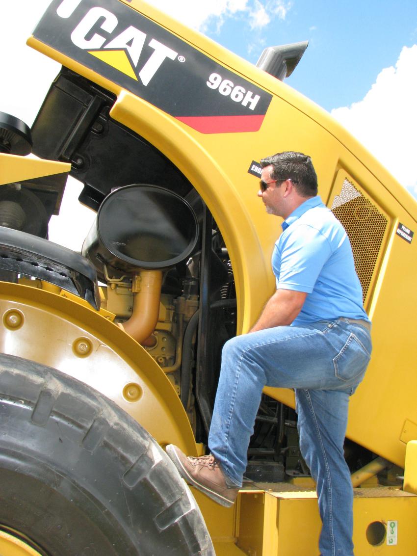 A big Cat 966H wheel loader was of interest to Giovan Figueroa of AF Export Equipment, Kissimmee, Fla.