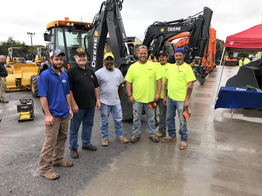 (L-R): Mike Fletcher, James River Equipment; Charlie Hott, retired of James River Equipment; Wolfie Dokes, Wolfie’s Excavating, Winchester, Va.; Chris North, Poncho Mendez and Robert Wiley, all of Wolfie’s Excavating