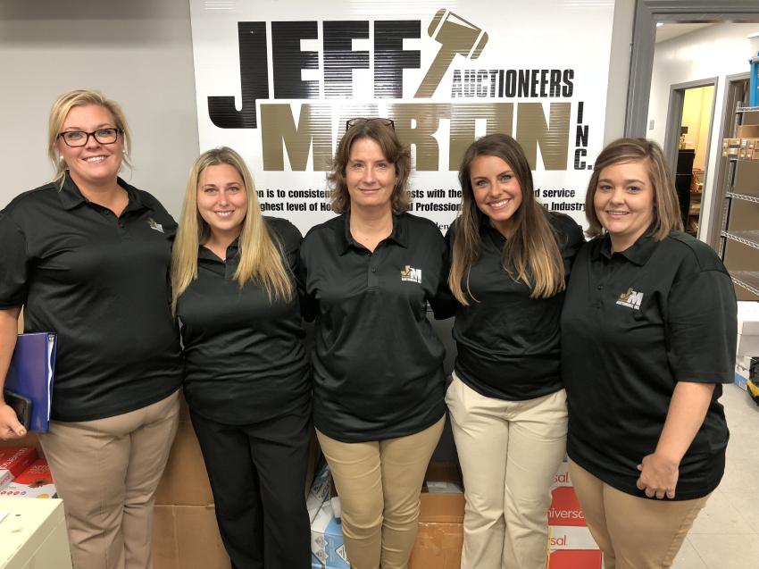 (L-R) are Jennifer Upton Martin, Tia Thomas, Jami  Rogers, Britney Ross and Amber Kearley, all of Jeff Martin Auctioneers Inc.

