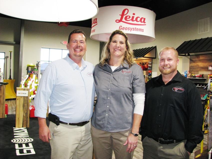 (L-R): Hosts for the big Demo Day event were John and Debbie Rosier, the owners of Construction Laser; and Stephen Bridges. 
