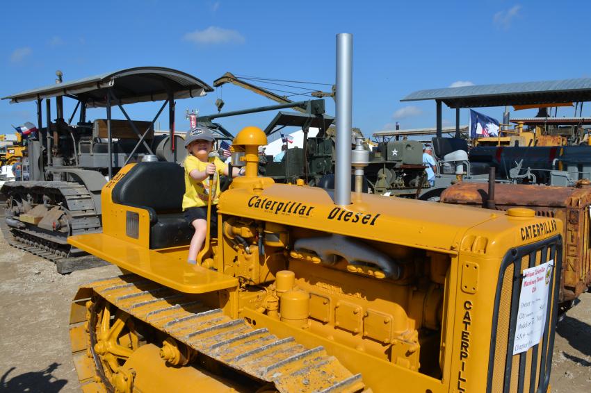 Colton Sirizzotti of San Antonio would like to take this 1947 Caterpillar D2 for a spin. Colton is the grandson of Gene Sirizzotti, owner of GT Sirizzotti LTD.  The grading contractor puts over 80 “younger” Cat machines to work on jobs throughout Texas and the southwest. The D2 is owned by Tom Pfeifer of HOLT CAT.