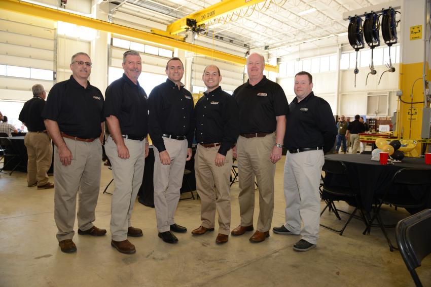 The JESCO team takes a break from the Waldorf, Md., facility’s open house. (L-R) are Allen Ruqus, regional parts manager of the Mid-Atlantic; Ed Hullett Sr., regional sales manager of the Mid-Atlantic; Anthony Falzarano, vice president of sales; Jon Robustelli, president and owner; Mike Kubas, director of operations of the Mid-Atlantic; and Russell Hood, regional service manager of the Mid-Atlantic.
(Gellman photo)
