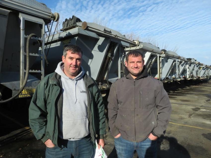 John (L) and Paul Hagan of Landview Excavating, stand in front of the Hilbilt Mongoose dump trailers.