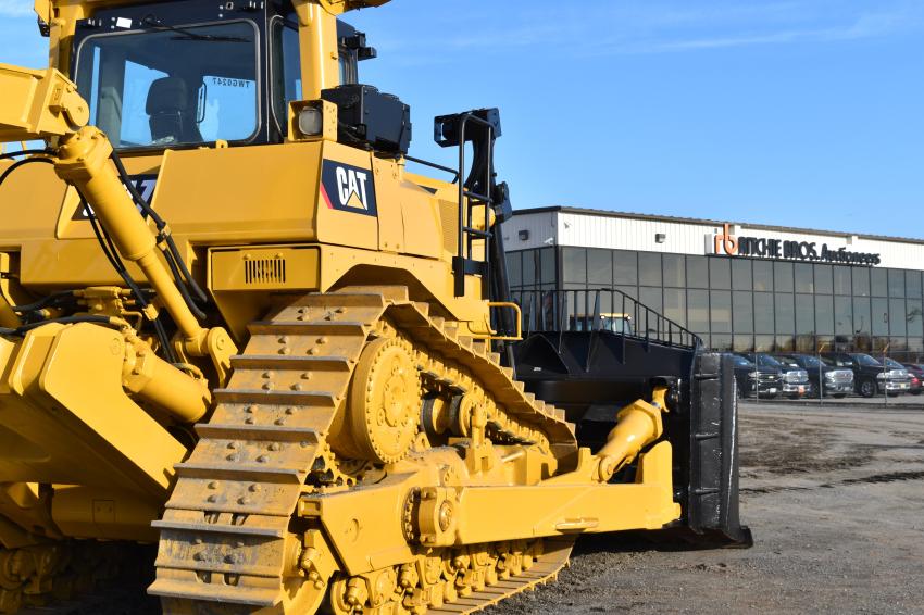 A mighty Caterpillar D9 dozer awaits a new owner (and new project) during the Ritchie Bros. auction in North East, Md.
