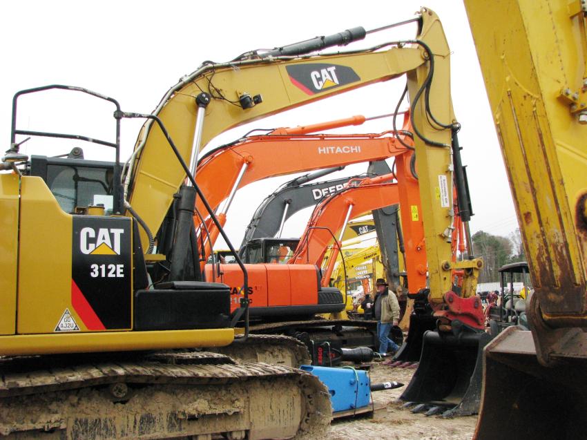 There is always a nice selection of late-model, mid-sized excavators at the Joey Martin Auctioneers sale in Carrollton.  
