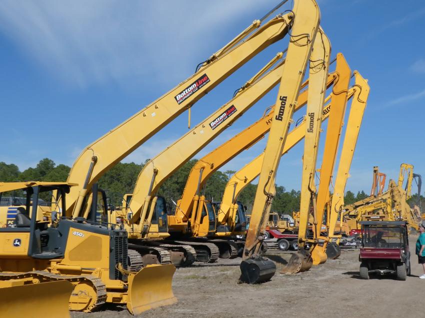 Several long reach excavators were auctioned off on day seven of the Alex Lyon & Son 26th annual Kissimmee, Fla., sale.
