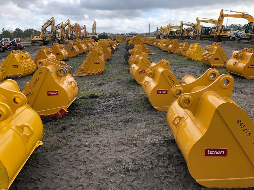 Hundreds of buckets to fit every category of machine imaginable went on the block at this year’s Jeff Martin Kissimmee auction.