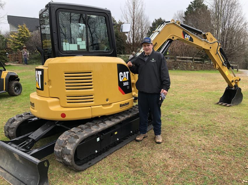 Jacob Ells of Greenworks Recycling & Mobile Grinding in Greenville looked over the Cat 305E excavator.
