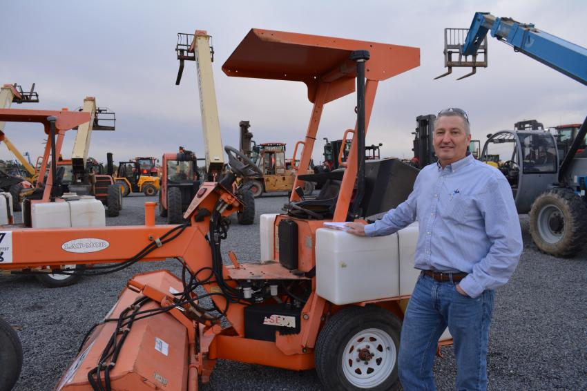 All the way from Atlasburg, Pa., Andrew Miller of Alex Paris Contracting was on hand in search of bargains. He would later bid on this Lay-Mor sweeper.
