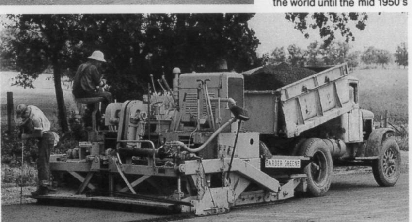 The Barber-Greene 879 paver was one of the first successful asphalt pavers to work independently of forms, and it established the basic design for all such machines into the present day.  This is the second version, an 879-A.