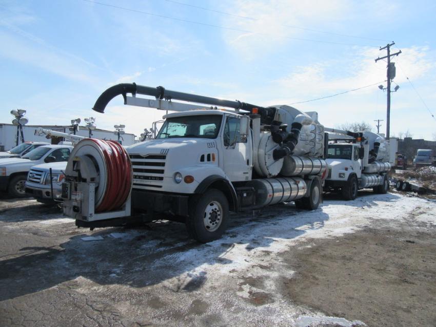 Among the variety of trucks up for bid was a Vactor 2100 Series vacuum truck.