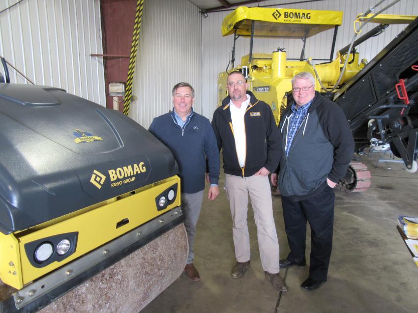 (L-R): Bomag’s Jamie Winkler and Mark Armel were on hand with Stephenson Equipment’s Brad Baum to welcome attendees to the event.