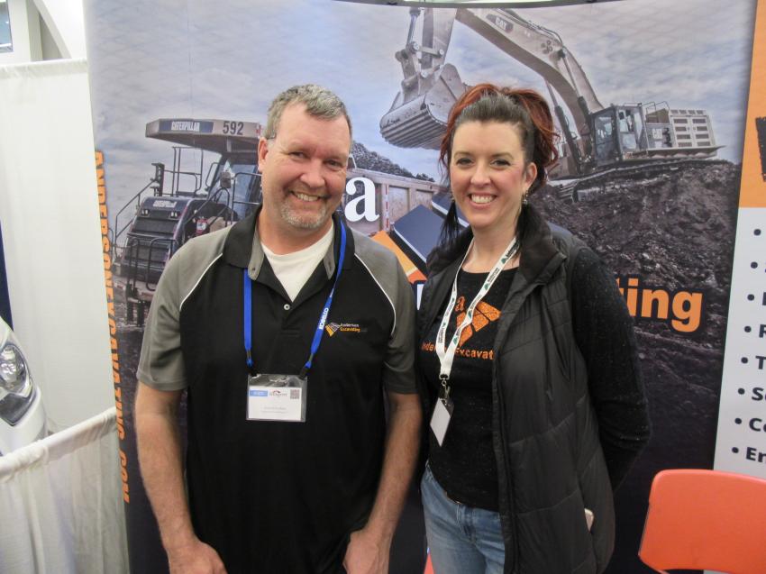 Andrew Furbee (L) and Brandi Gibson of Anderson Excavating discussed the company’s construction and excavating service at the show.