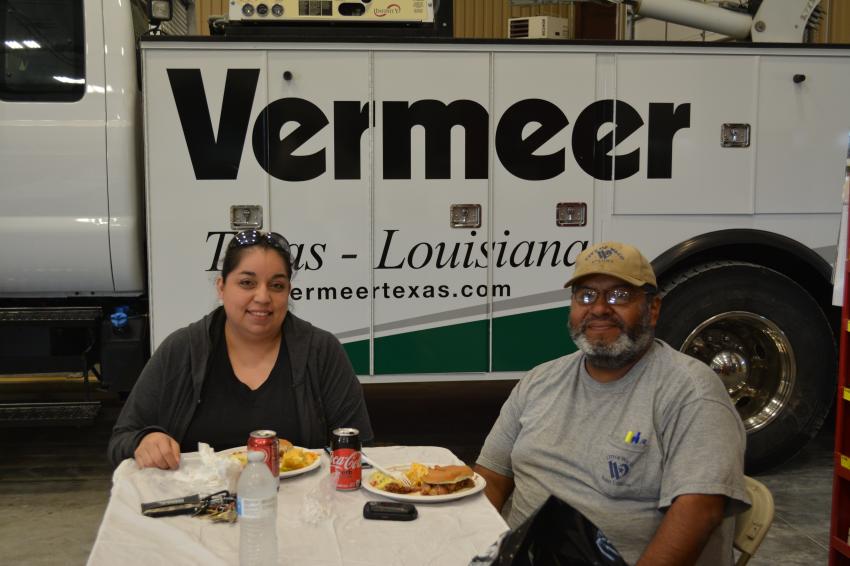 Senada and Raul Flores were among the crowd of 150 that enjoyed lunch in the service area of Vermeer Texas-Louisiana and Bobcat of Waco.
