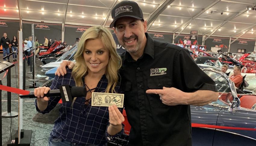 Christy Lee and David Rea having some fun showing off their signed $2 bill “Mopar or No Car.”
(Radiator Supply House photo)