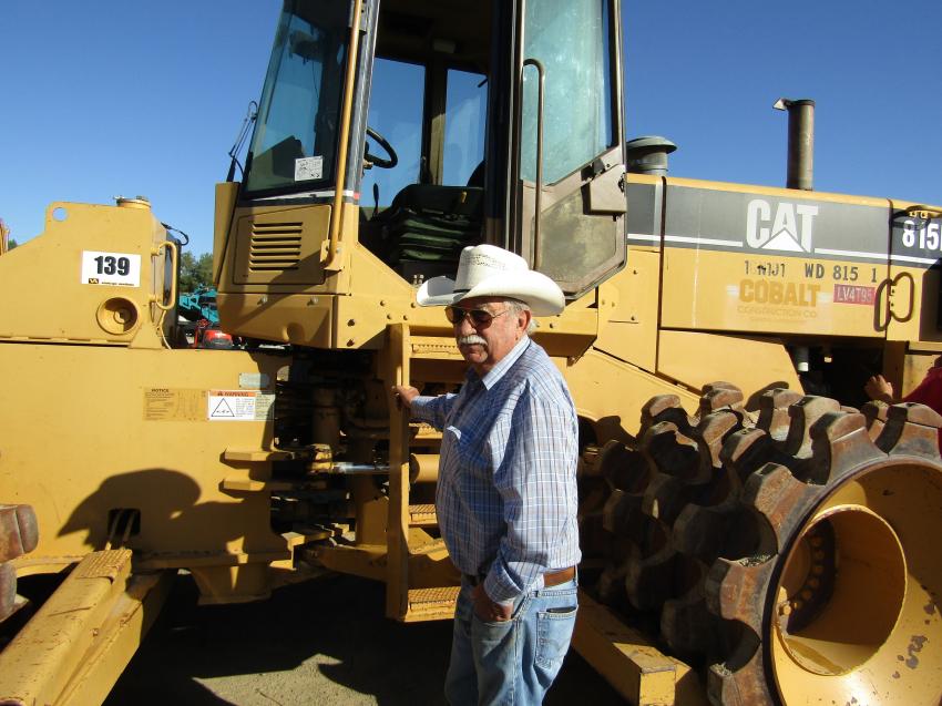 Bert Sims of Bert Sims Grading in Vista, Calif., retired after 50 years in business, but still likes to help his son with making equipment purchase decisions. This Cat 815F was one of several that received a thorough inspection.
