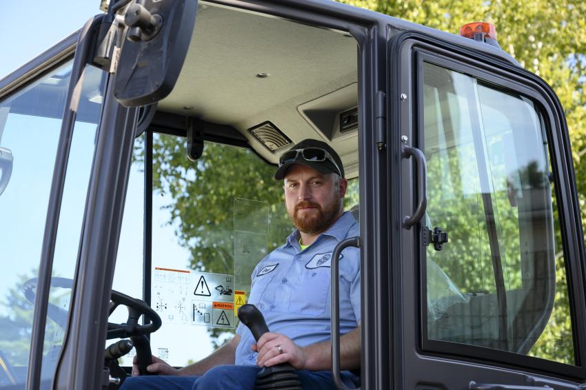 Ben Crosby of the town of Mount Vernon tests out the Volvo EW60E.