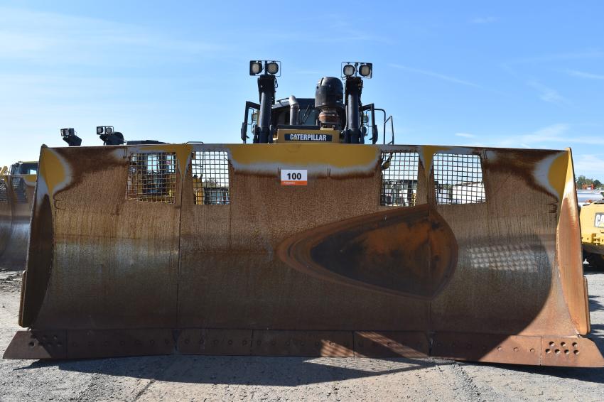A Caterpillar dozer awaits a new owner during the auction.