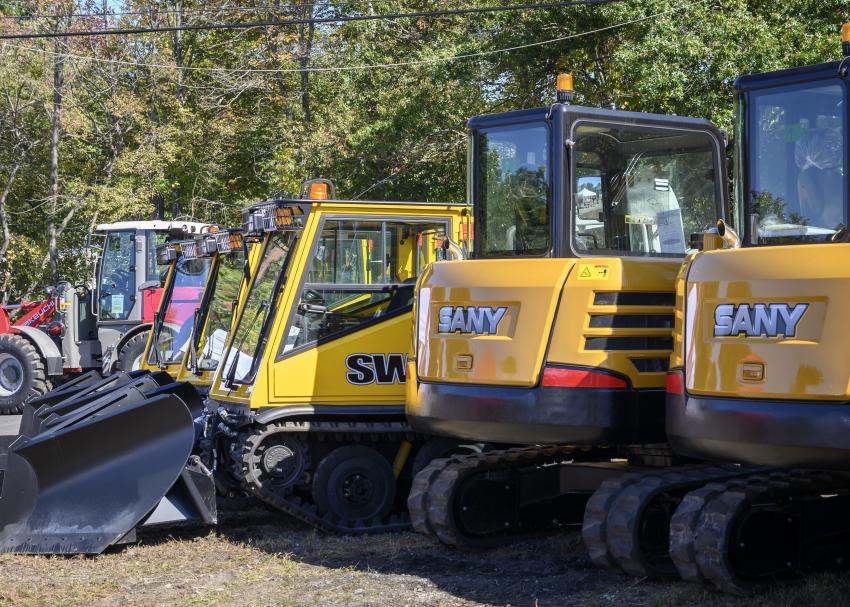 Some of the Prinoth and SANY inventory offered at the Chelmsford, Mass., location.