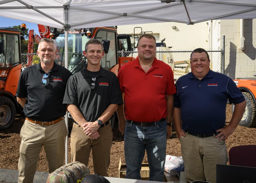 (L-R): Link-Belt representatives, Dave Seater, regional manager; Chris Wise, distribution development manager; Smitty Maloy, national service; and Jamie Fogg, product support manager.