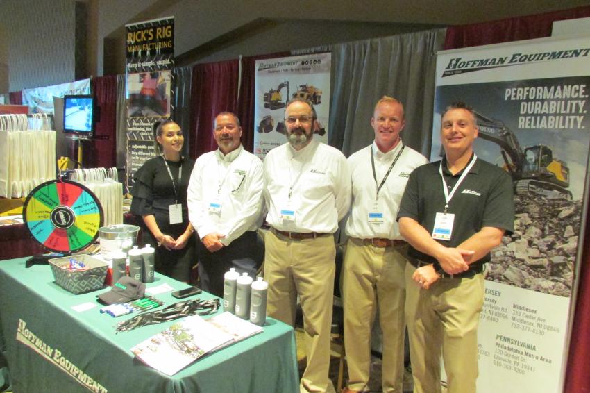 Representing the Hoffman Equipment booth at the UTCA show (L-R) are Jessica Bueno, marketing communications specialist; John Hang, territory manager; Ed Cilli, territory manager; Joe Teahl, territory manager; and Eric Seikel, director of sales and marketing, NJ/PA.