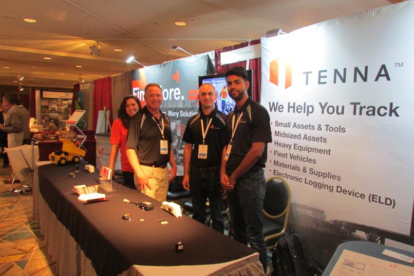 (L-R): UTCA attendees could learn about asset tracking, asset management solutions and more from Tenna’s Emily Gurney, sales representative; George Heck, director strategic partnerships; Ryan Young, junior account executive; and Jhan Mughal, client success.