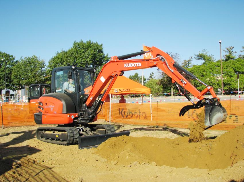 There was a wide array of machines available for test operation, including this Kubota KX040-4 eco plus mini excavator in the Kubota demonstration area.  