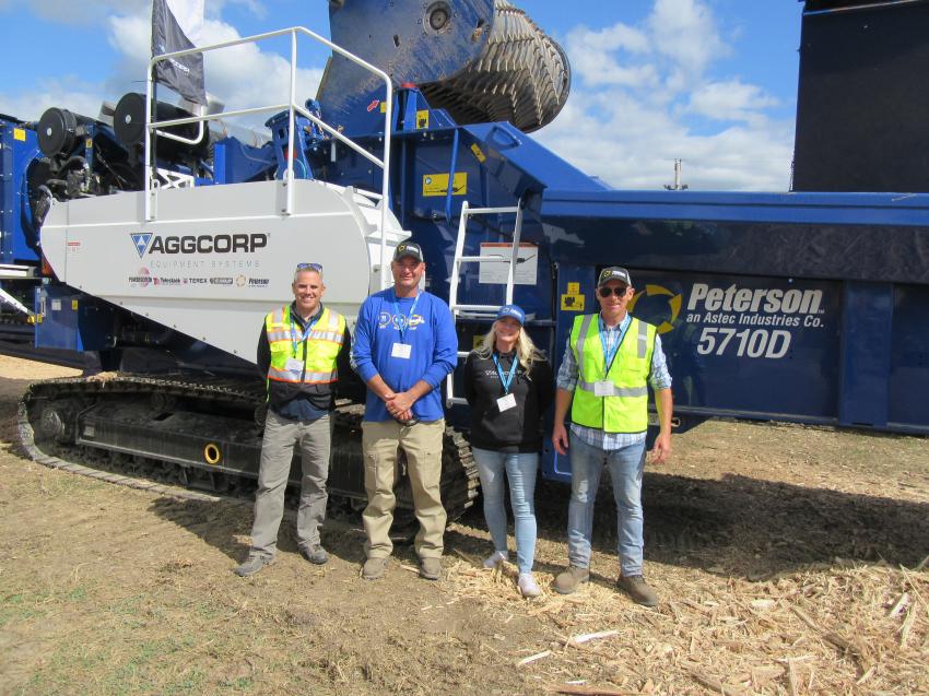 (L-R): In from Eugene, Ore., Michael Spreadbury of Peterson Pacific joined AGGCORP’s Roberto Armbruster, Sue Vitaz and Sean McIvor to assist with the dealership’s equipment display and demonstrations.
