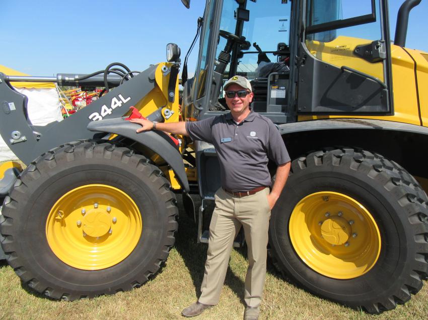 John Deere’s Piotr Lizak discussed John Deere’s new high-lift option on the 344L compact loader at the show.
