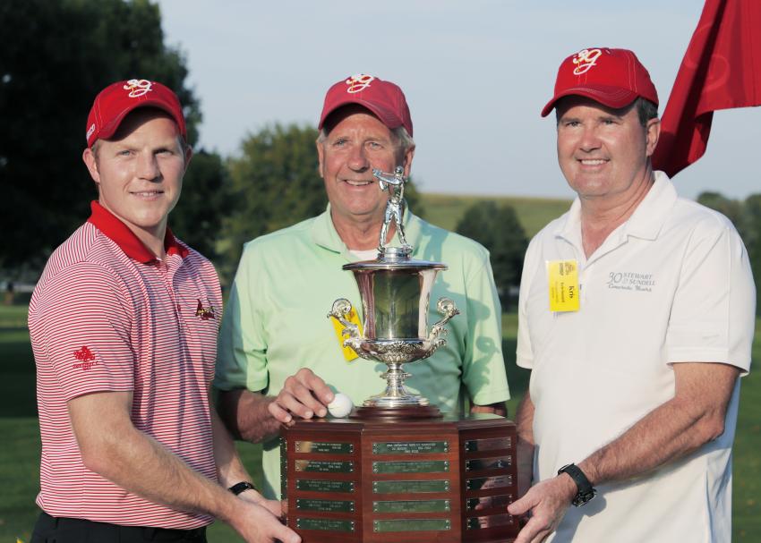 The 2019 Contractors’ Shoot-Out champions (L-R) were Blake Driskell of Gerdan Slipforming Inc.; Tim Potts of Graham Construction Inc.; and Kris Sundell of Nevada Concrete Services.
