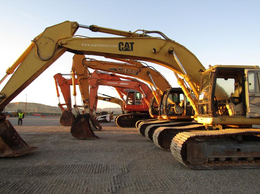 There were a variety of hydraulic excavators on hand for bidding at the Ritchie Bros. sale. 
